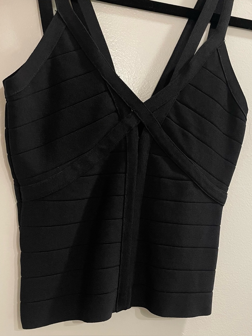 Bebe black ribbed tank top with zipper detail, size XS